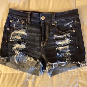 American Eagle Dark Wash Distressed Jean Shorts